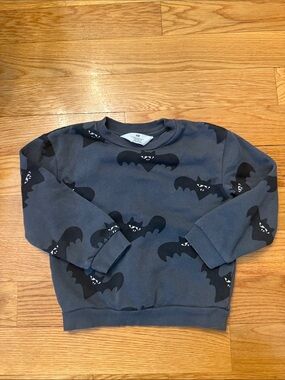 H&M Boys Dark Gray Sweatshirt with Black Bat Print 5T/6 Halloween spooky bats